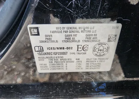 2016 Chevrolet Silverado K1500 Lt from USA, damaged, VIN 1GCUKREC1GF230057